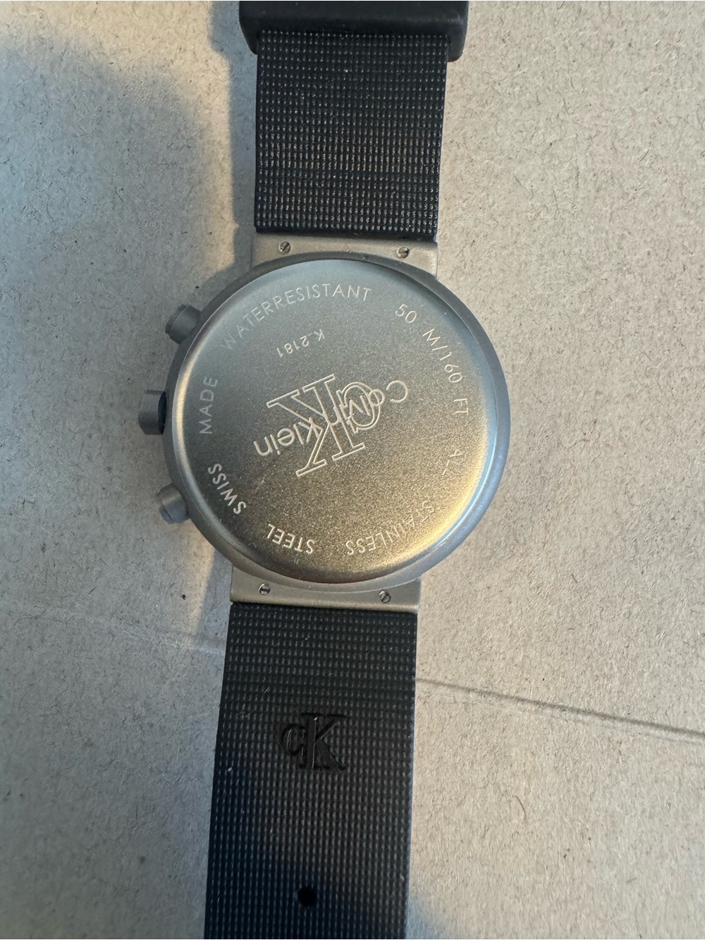 Calvin Klein Black Strap Silver-Tone Case Watch with White Dial - Picture 5 of 5